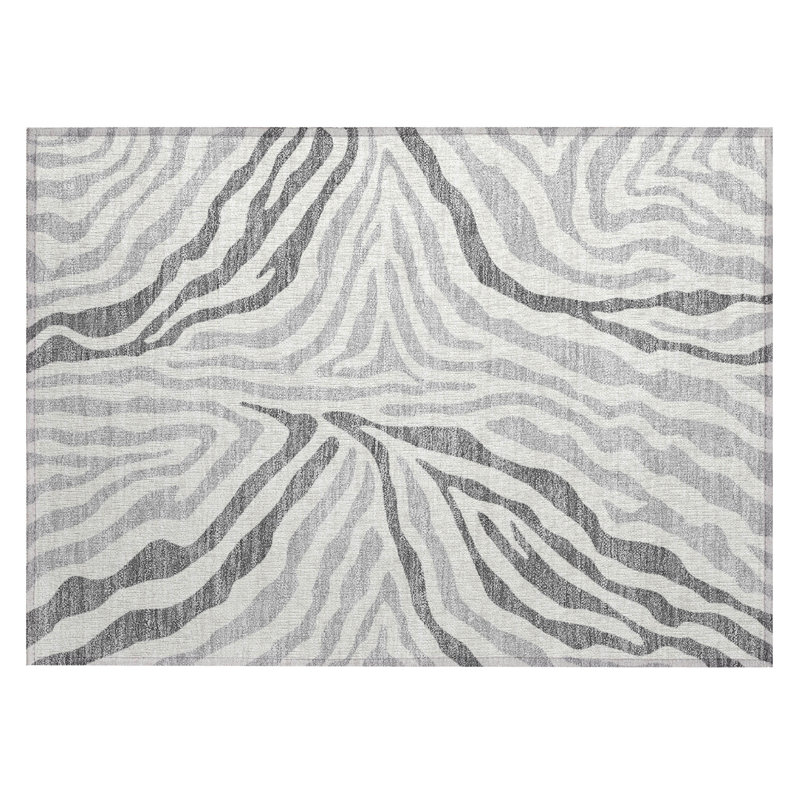 Machine Washable Indoor/Outdoor Chantille ACN2523 Animal Rug, Rectangle 1'8" x 2'6", Gray