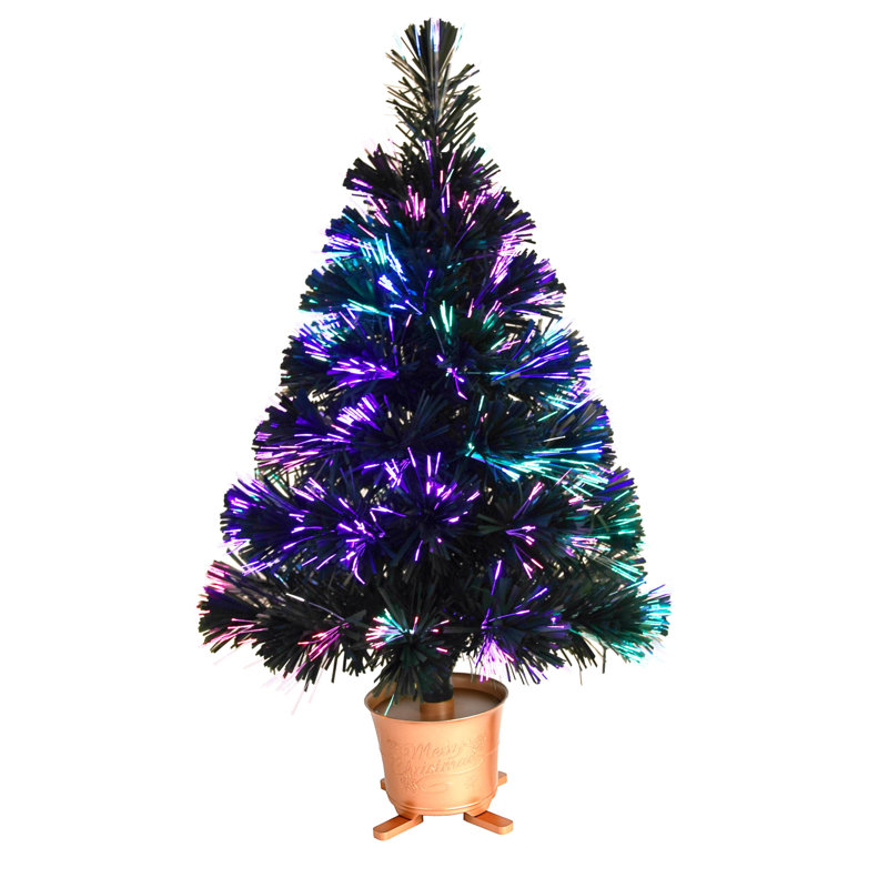 Tabletop Artificial Christmas Tree with Lights in with Gold Base Pot