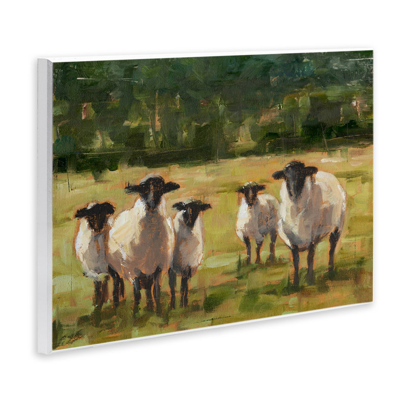 «Flock of Sheep Family Peinture», impression, H 13 po x l 19 po