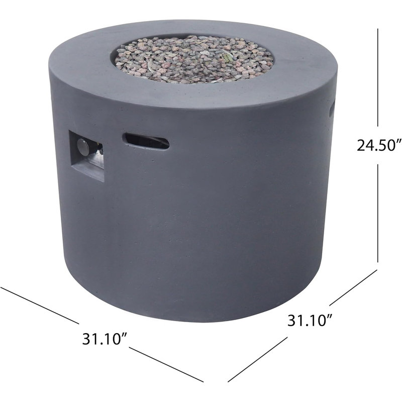 Foyer extérieur rond de 31 po, foyer de 40 000 BTU avec espace de réservoir intégré, table de foyer d'extérieur au gaz MGO pour patio extérieur, gris foncé, aucun assemblage requis, gris foncé
