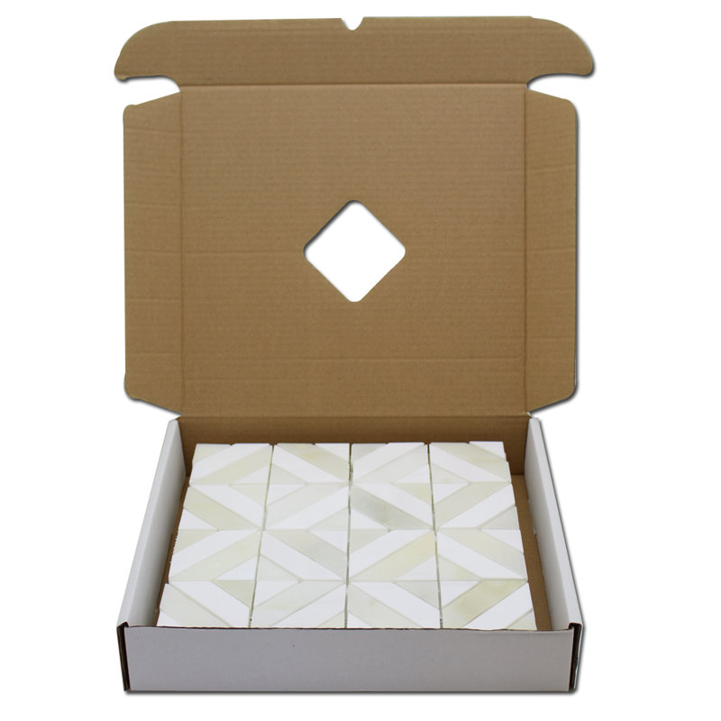 3" x 3" Marble Grid Mosaic Tile, White