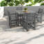 Ensembles de salle à manger de patio confortables, Hdpe 5 pièces gris moderne pour la cour