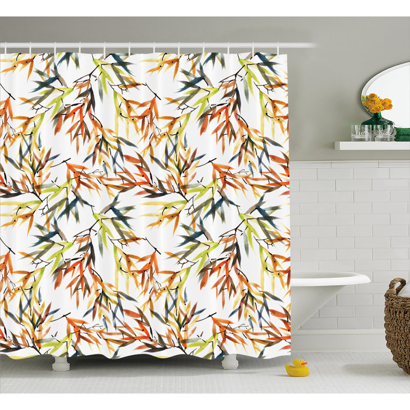 Rideau de douche et crochets en bambous décoration, H 69 po x l 84 po
