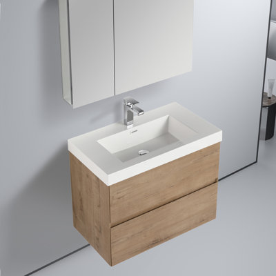 Meuble-lavabo flottant 30 po avec lavabo mural Annedoris