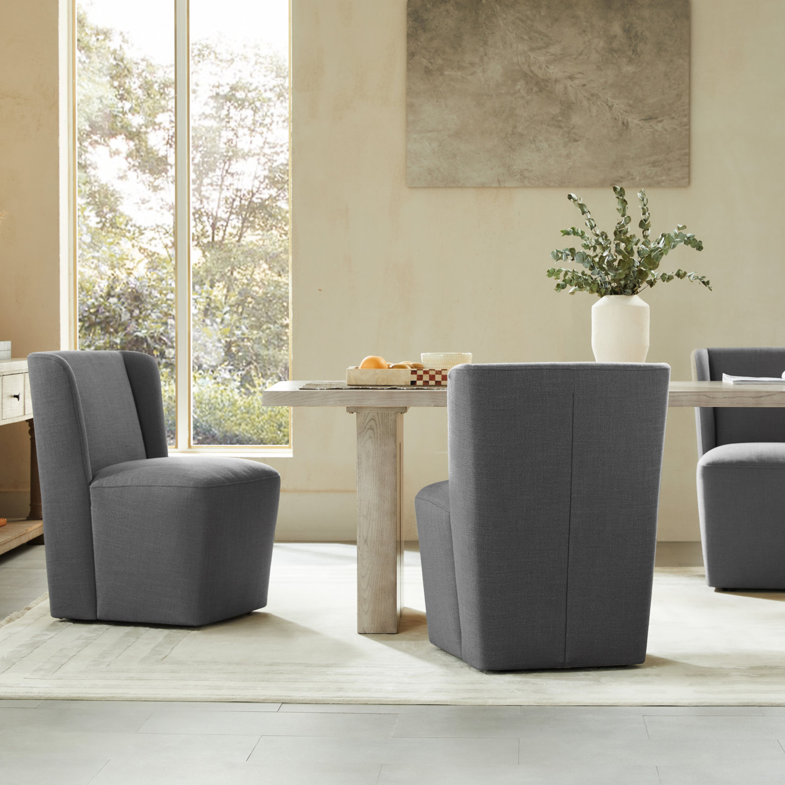 Ardeth Dining Chair, Effie Smoke Linen, 33" H x 23.23" W x 26" D