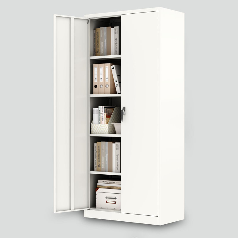 Armoire de rangement en métal 71 po avec 4 tablettes réglables et rangement de garage robuste