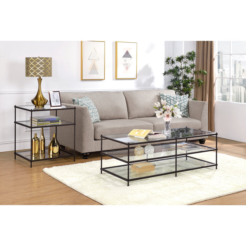 Table basse à 4 pieds avec rangement Anne, Bronze