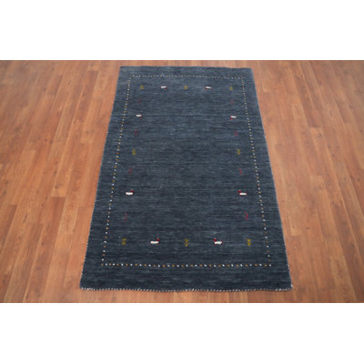 Tapis tribal bleu de style Gabbeh 3 x 5