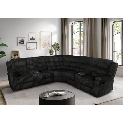 Canapé modulaire en velours côtelé Calantha (noir)