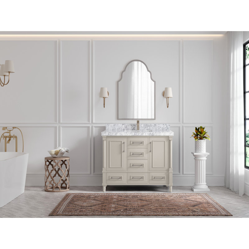 Meuble-lavabo simple avec comptoir 42 po Aberdeen, Marbre de Carrare