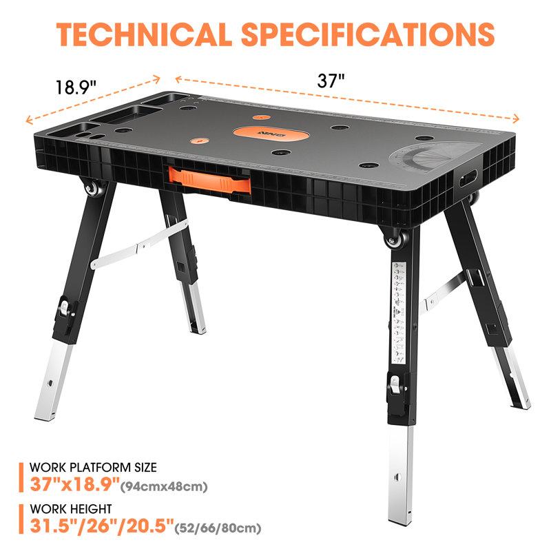 5'' W Plastic Top Workbench
