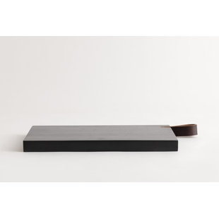 Noir cutting board with leather handle