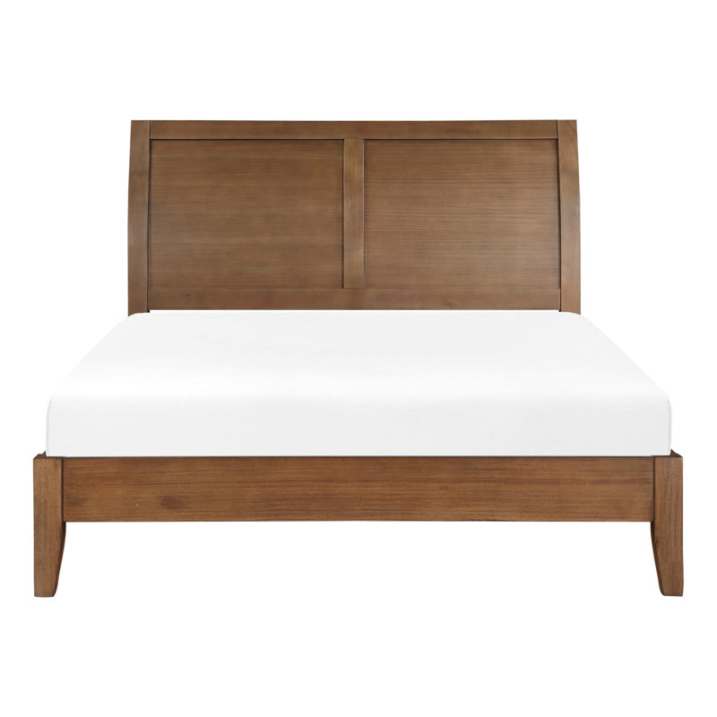 Transitional Queen Platform Bed With Headboard, Brown Tone Bed, Headboard In