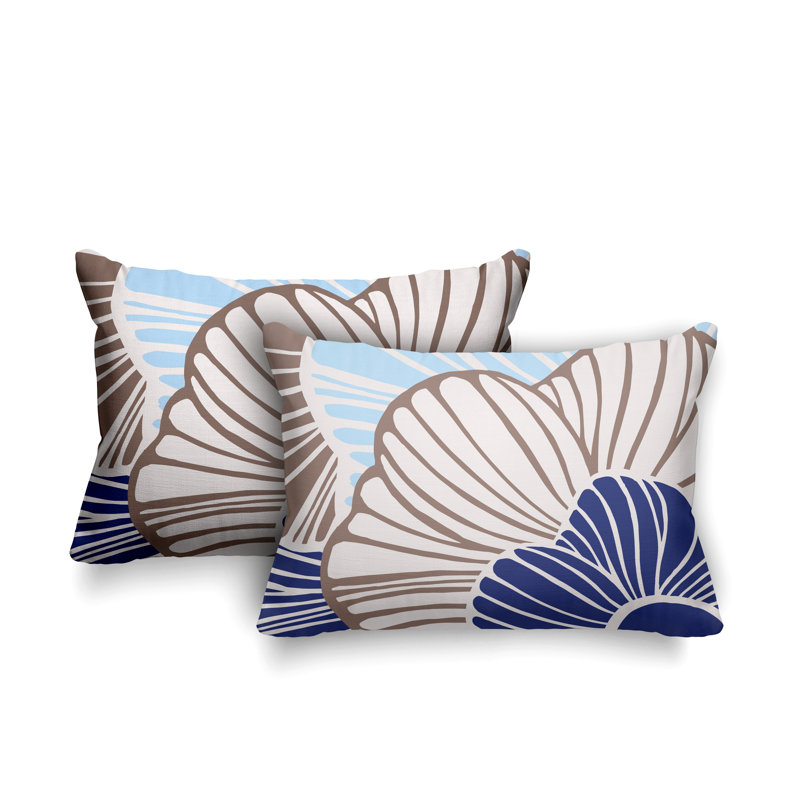Floral Outdoor Reversible Throw Pillow, Beige