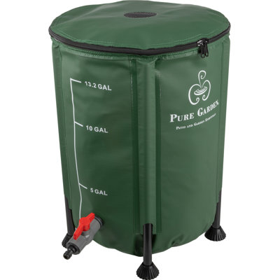 Pure Garden 13.2Gal/50L Collapsible Rain Barrel (Green)