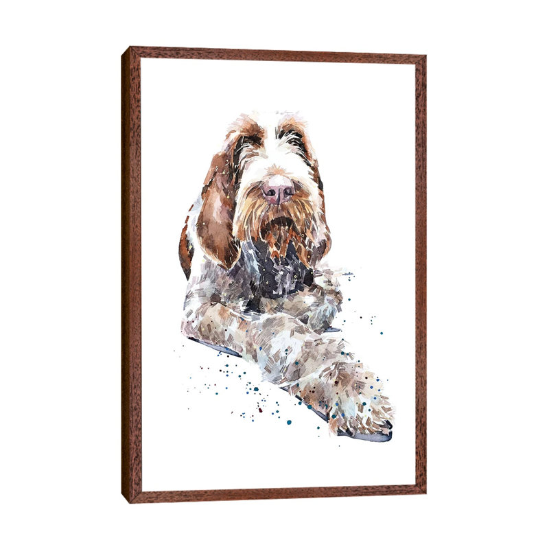 Spinone II - Painting on Canvas, 66.04 cm H x 45.72 cm W, Classic Brown Wood Framed