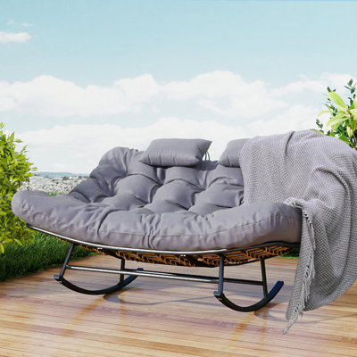 Chaise berçante d'extérieur surdimensionnée double pour 2 personnes Papasan 