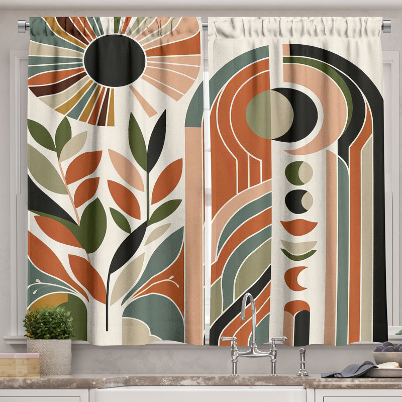 Abstract Kitchen Curtain, 55" W x 45" L
