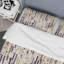 Motif de rayures crème et mauve - Ensemble de housse de couette abstrait - Microfibre de polyester-820419585