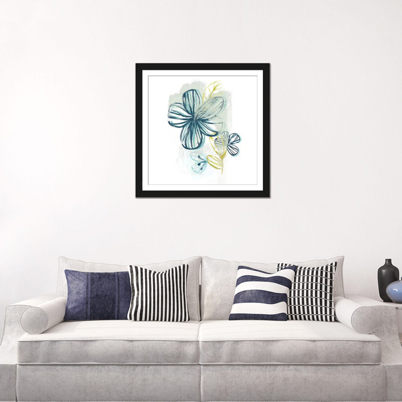 «Floral Offset II», impression sur toile, Papier beaux-arts encadré noir, Blanc, H 24 po x l 24 po x P 1 po