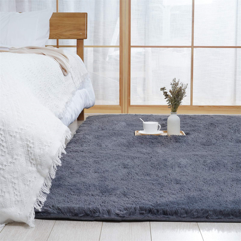 Aamin Solid Colour Faux Leather 90cm X 150cm Area Rug