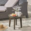 Table d'appoint d'extérieur en bois de 16 po de couleur grise avec des lattes élégantes et une finition rustique-1972005089