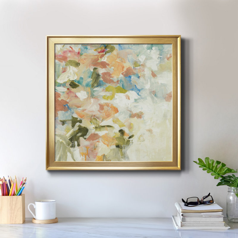 Floral Blush IV - Reproduction d'art sur toile encadrée, H 17,5 po x l 17,5 po x P 1,5 po, Encadré de bois de noyer