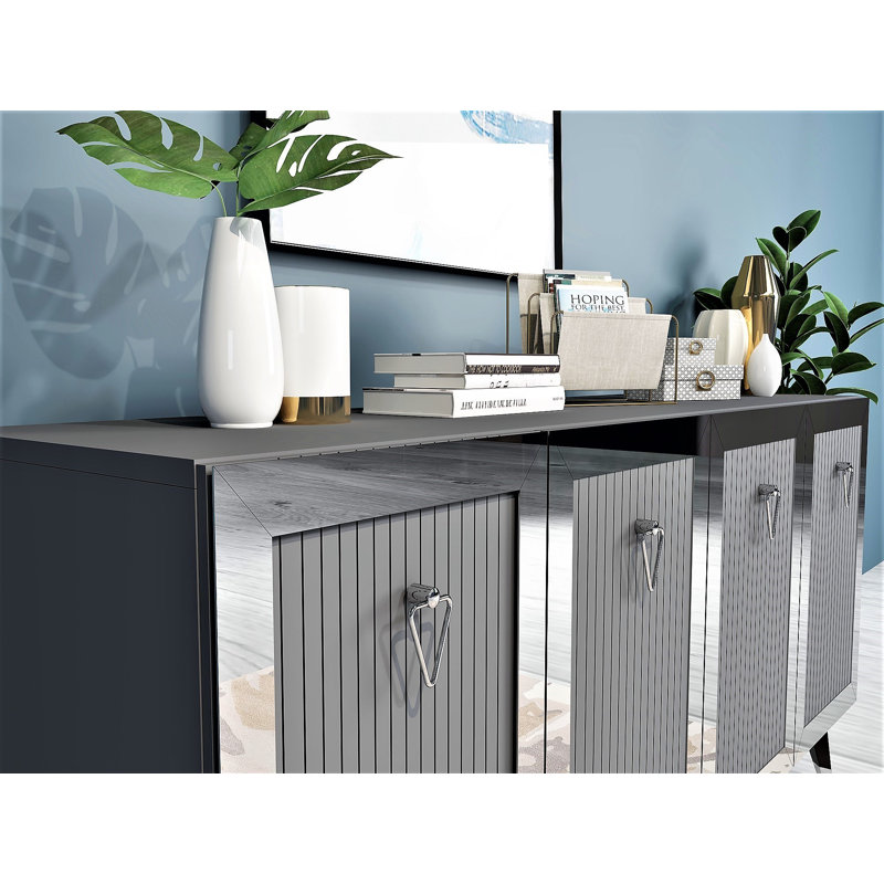 Olivia 40cm Console Table, Anthracite/Silver