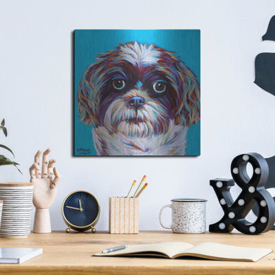 «Shih Tzu On Blue» par Carolee Vitaletti