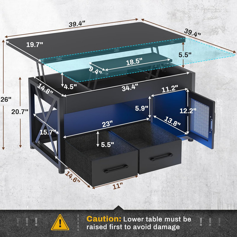 Dessus de table basse Soukaina, Noir