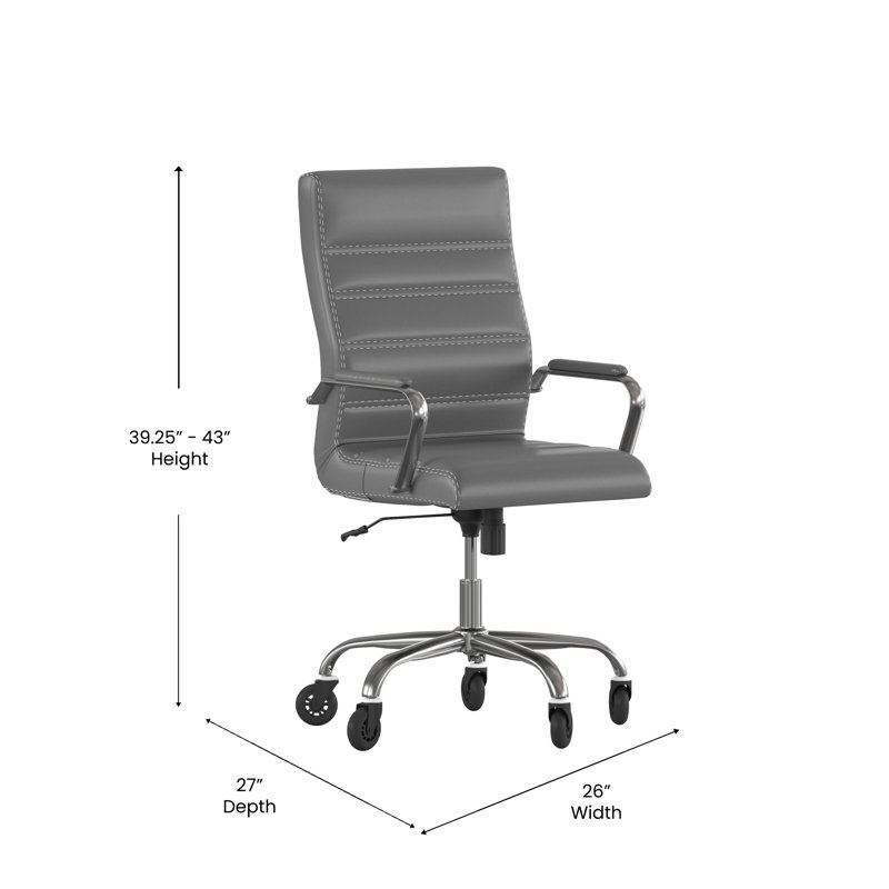 Gray LeatherSoft High Back Executive Swivel Office Chair with Chrome Frame
