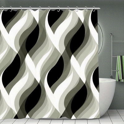 Wavy Geometric Shower Curtains 71  71