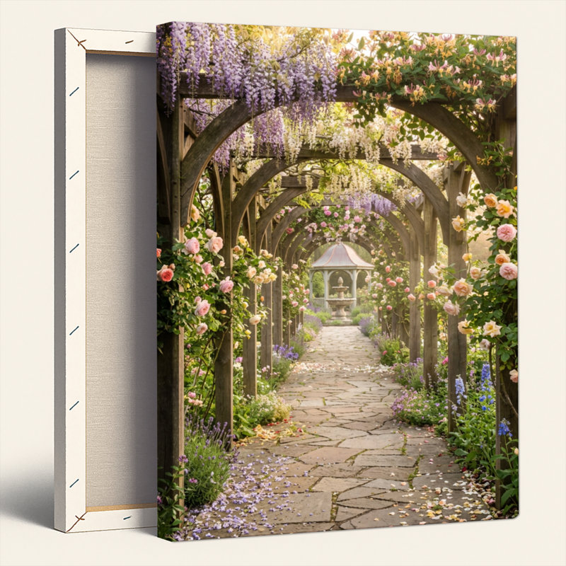 Floral Archway, reproduction d'art sur toile, ensemble de 1, Toile tendue, 30"H x 20"W