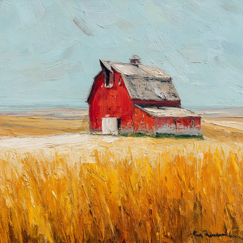 «Red Heritage Barn», art mural sur toile tendue, H 40 po x l 40 po