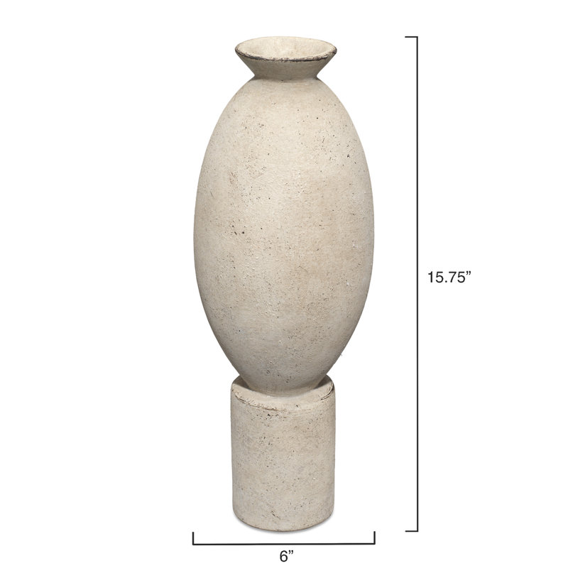 Handcrafted Off-White Ceramic Table Vase with Rustic Finish