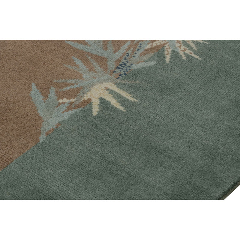 Rug & Kilim’S Chinese Art Deco Rug In Brown And Teal, With Floral Patterns, Rectangle 12' x 18'