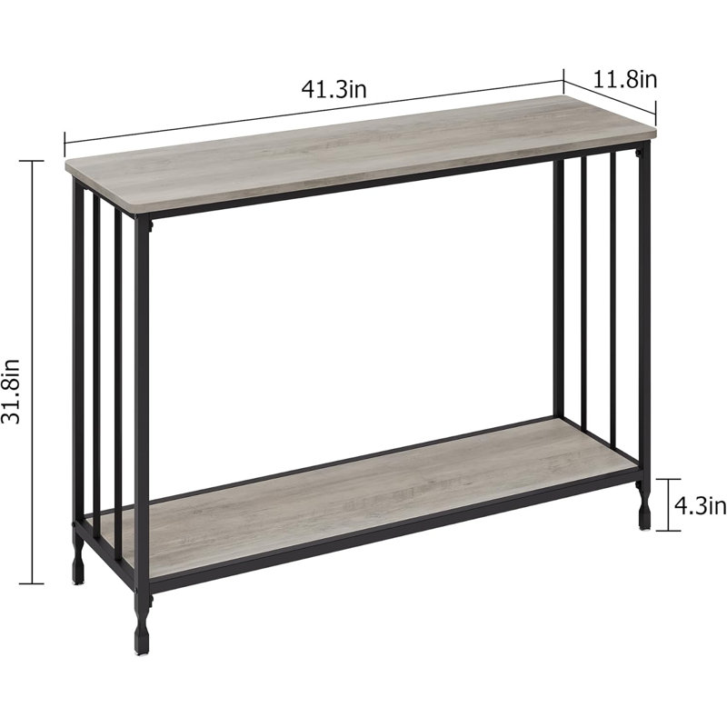 Sofa Tables Narrow Entryway Table With Glass Shelf And Metal Frame