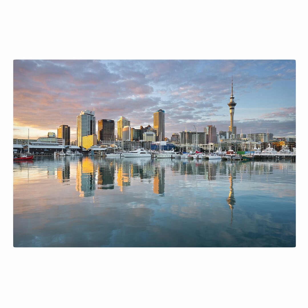 Leinwandbild Auckland Skyline Sonnenuntergang