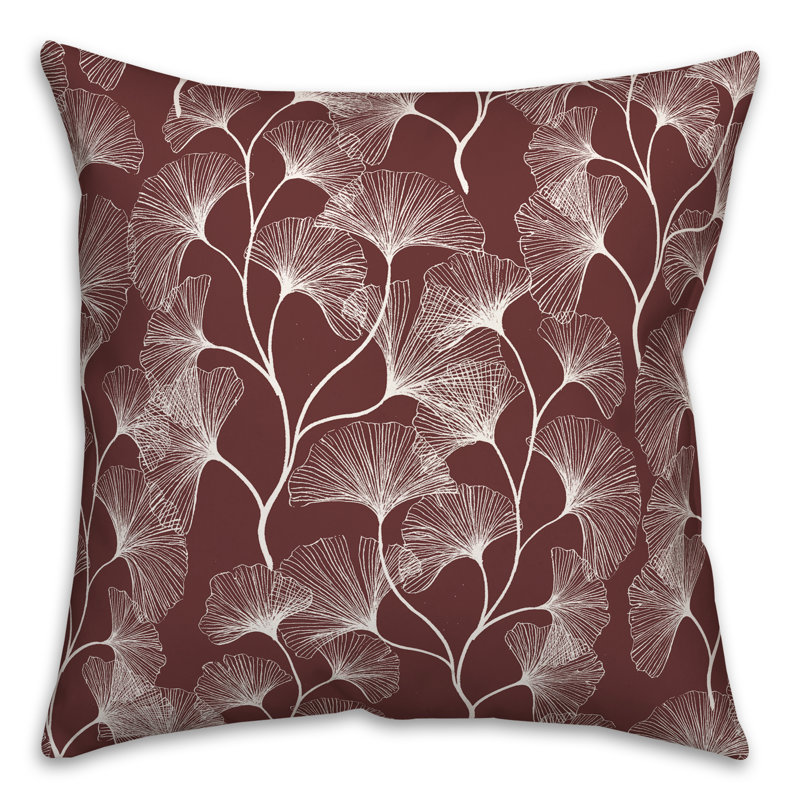  Coussin décoratif floral intérieur / extérieur en polyester, H 18 po x l 18 po, Rouge