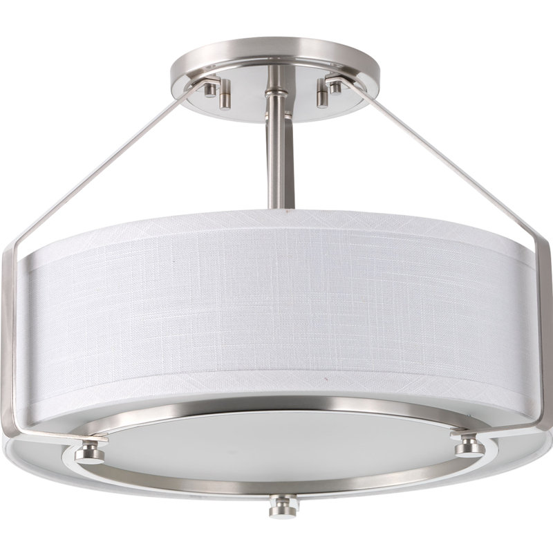 Seawell Fabric Semi Flush Mount, Brushed Nickel