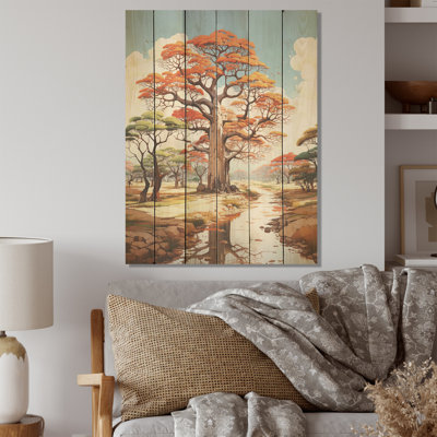 Transparent Depiction Of Baobab Tree - Tree Baobab Wood Art On Natural Pine Wood