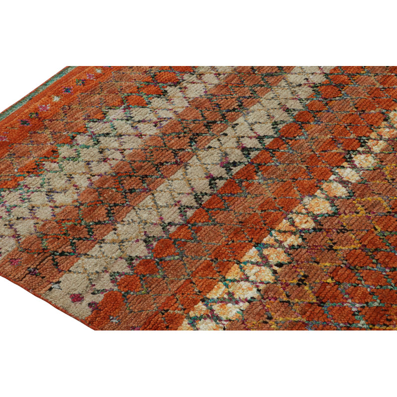 Moroccan Hand Knotted Geometric Area Rug, Rectangle 10' x 14'