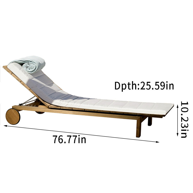 Chaise longue d'extérieur en bois de teck