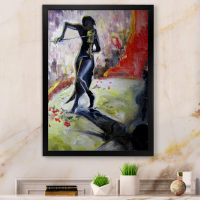 «Grunge Violinist jouant sur scène», reproduction d'art sur toile encadrée