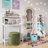RiverRidge Kids Art Table Desk with Ladder Shelf and Open Storage Shelf for Playroom - White with 2 10" Floating Bookshelves