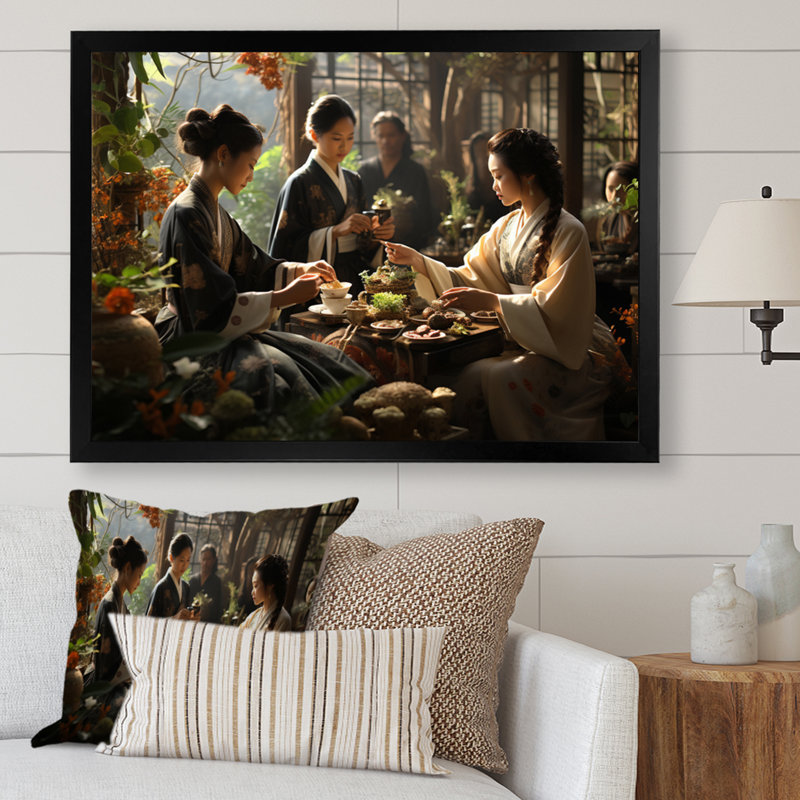 Asian Art Harmony in Tea VI - reproduction d'art, Cadre photo noir, H 16 po x l 32 po x P 1 po