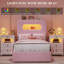 Ensemble de chambre à coucher intelligent et lumineux 3 pièces - Lit de rangement DEL et commode à DEL avec station de recharge-134036458-134036460