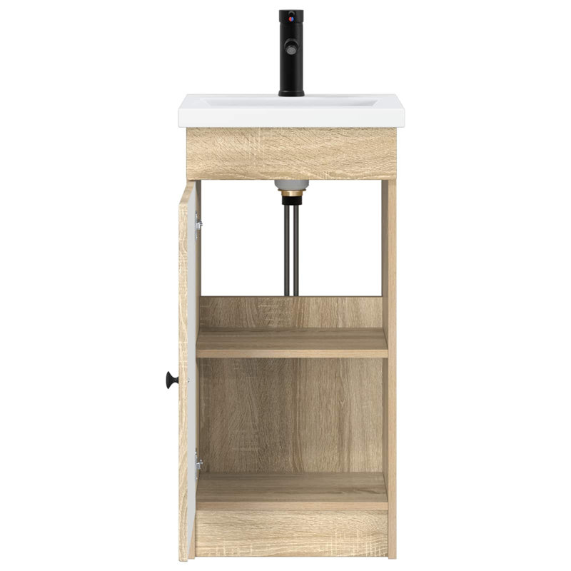 Single Bathroom Vanity with Ceramic Basin, Sonoma Oak