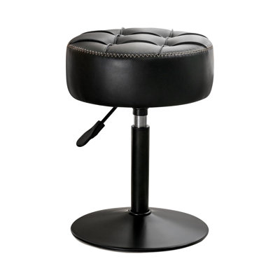 Adjustable Vanity Stool, 360°Swivel Vanity Chair For Makeup Room, Black Stool Chair For Vanity, Small Faux Leather Vanity Stools For Bathroom, Living Room