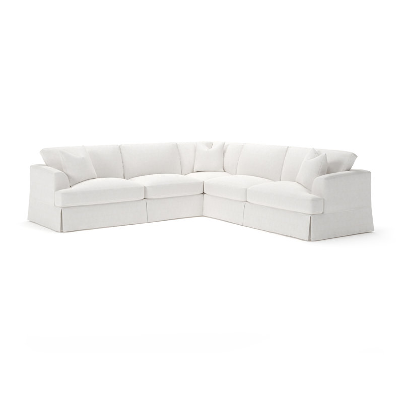 Lucia 3-Piece Slipcovered Corner Sectional, Nomad Snow Crypton® Chenille